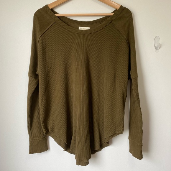 Aritzia Golden by TNA Waffle Shirt Sz S